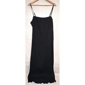 Madewell The Goldie Plisse Dress Midi Pleated Dress Black Size 14
